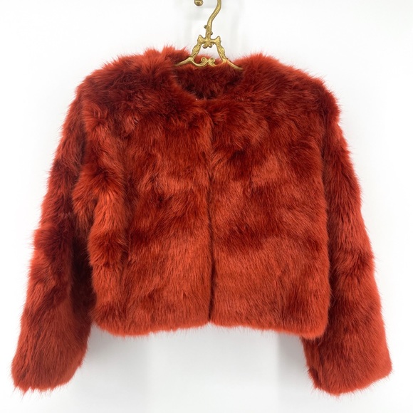 ❌SOLD❌n:PHILANTHROPY Annika Faux Fur Cognac Crop Jacket S - Picture 2 of 8